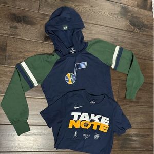 Lot Utah Jazz adult small sweatshirt and tshirt.